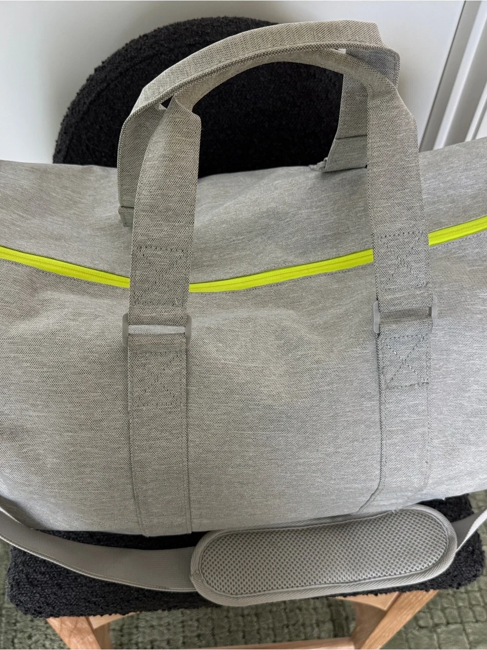 Herschel Supply Company Light Gray Novel Duffel with Neon Yellow Zipper